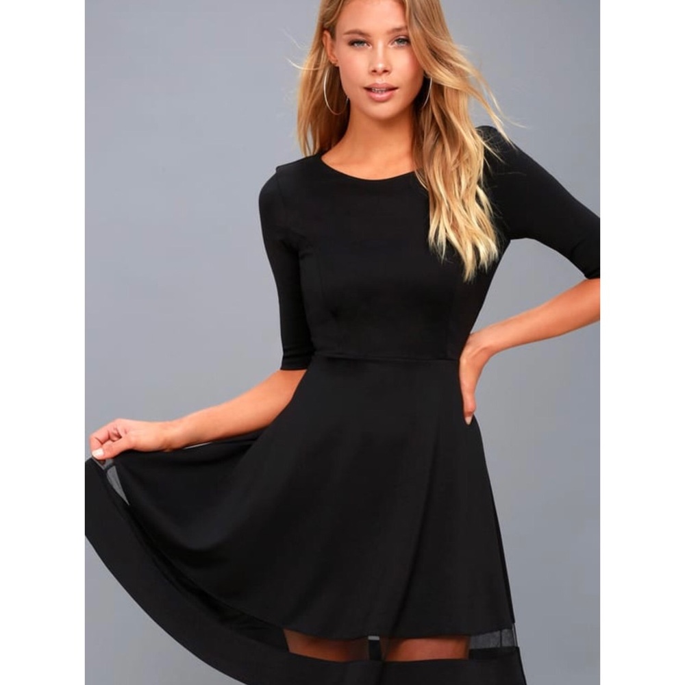 Sheer Factor Black Mesh Skater Dress